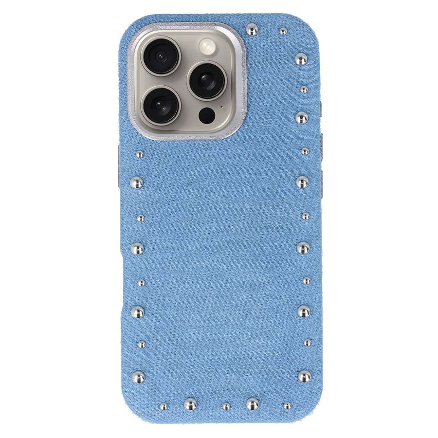 Funda Denim MagBattery para iPhone 13 Pro Max — vista frontal con acabado vaquero
