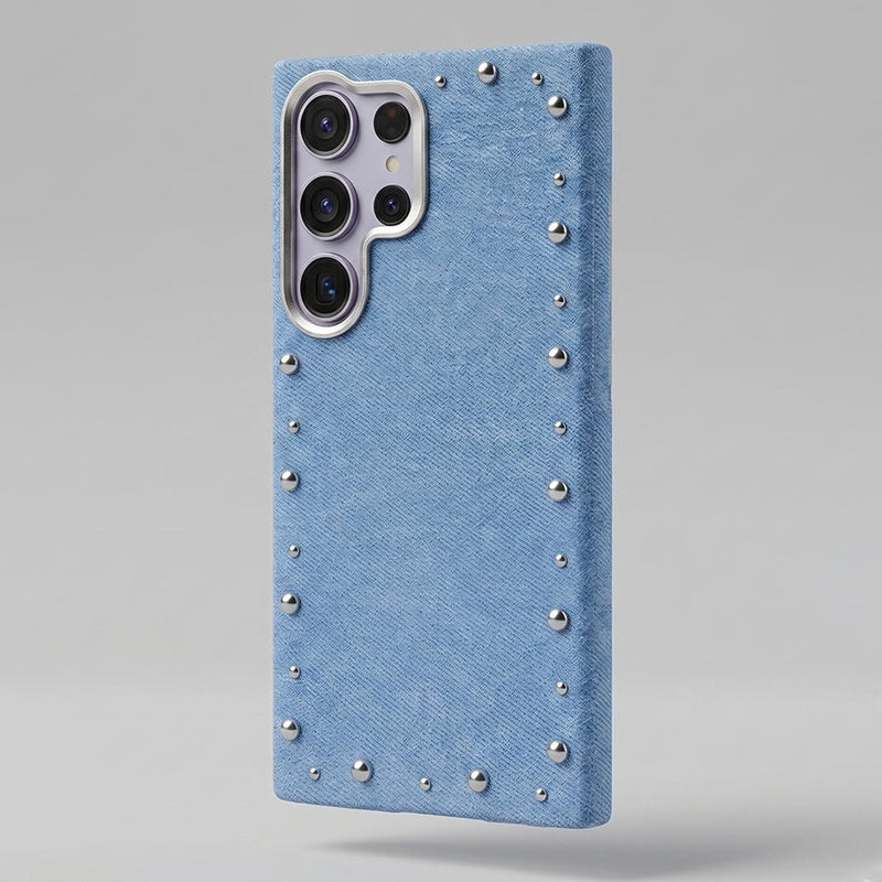 Funda Denim MagBattery para Samsung Galaxy S23 Ultra — vista trasera con cierre magnético
