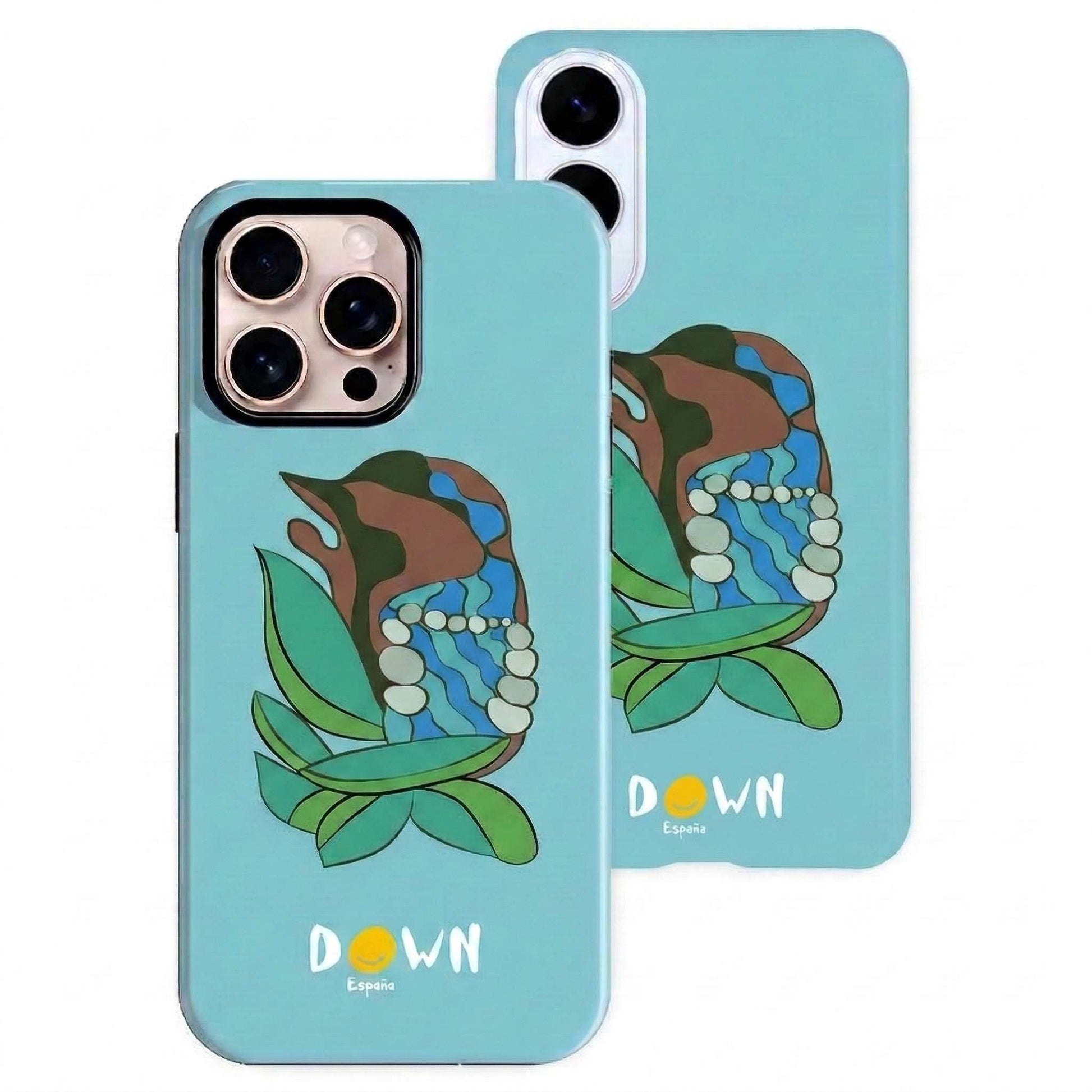 Funda Tough antigolpes oficial Down España «Perla de Luna» sobre fondo blanco — Diseño solidario exclusivo de La Casa de las Carcasas